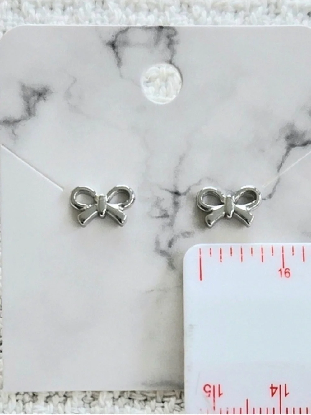 Silver Bow Stud Earrings for Kids - Cute Knot Design Stainless Steal